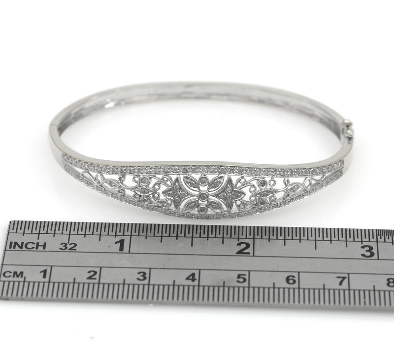 Vintage Diamond Tapered Hinged Bangle Bracelet