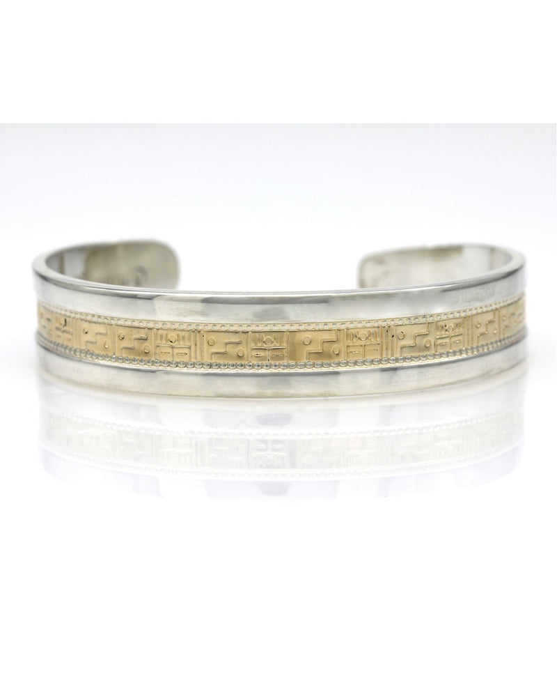 Gold and Silver Milgrain Etched Cuff