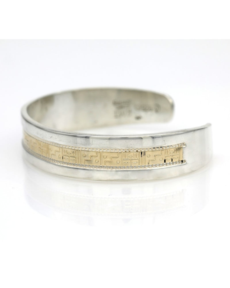 Gold and Silver Milgrain Etched Cuff