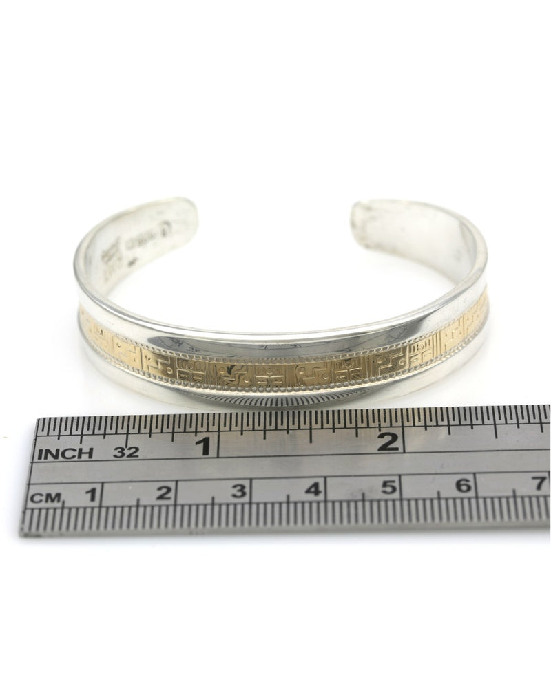 Gold and Silver Milgrain Etched Cuff