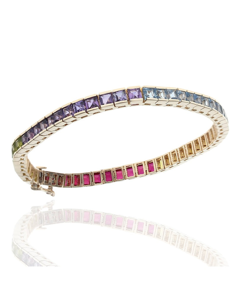 Mixed Gem Inline Bracelet in Gold