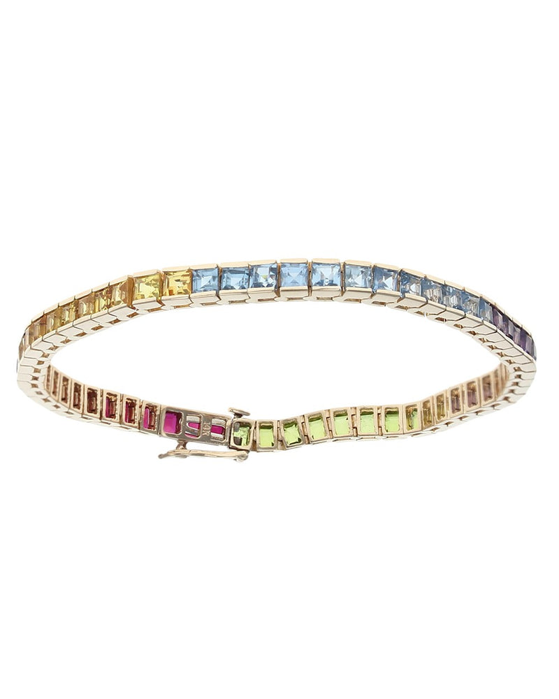 Mixed Gem Inline Bracelet in Gold