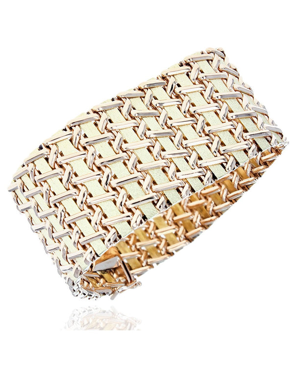 2 Tone Wide Weave Bracelet