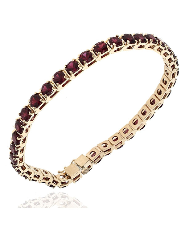 Garnet Inline Bracelet in Gold