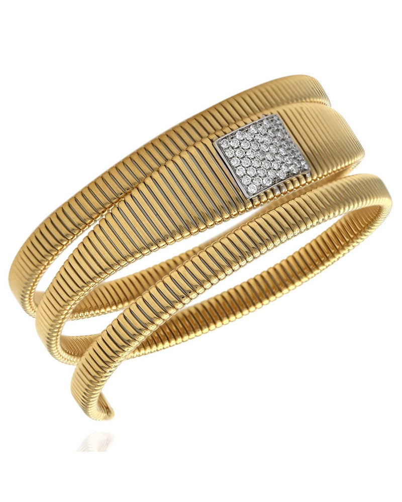 Diamond Pave Station Flexible Coil Bracelet