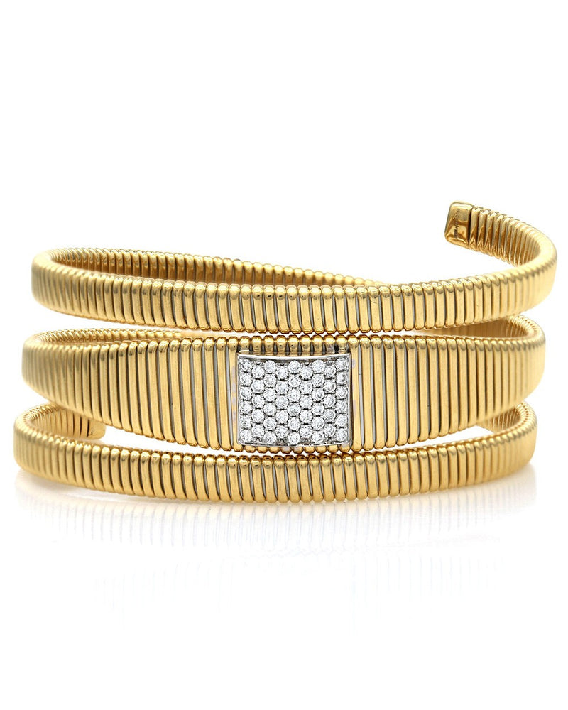 Diamond Pave Station Flexible Coil Bracelet