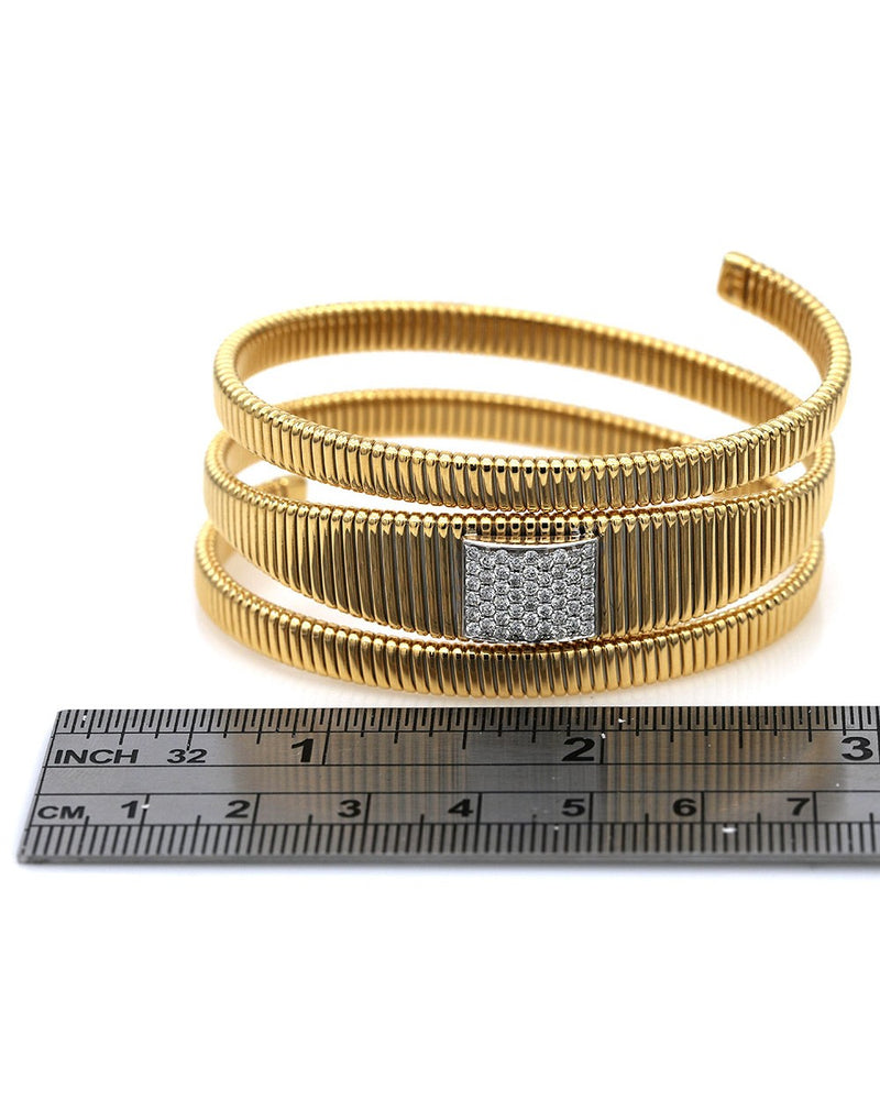 Diamond Pave Station Flexible Coil Bracelet