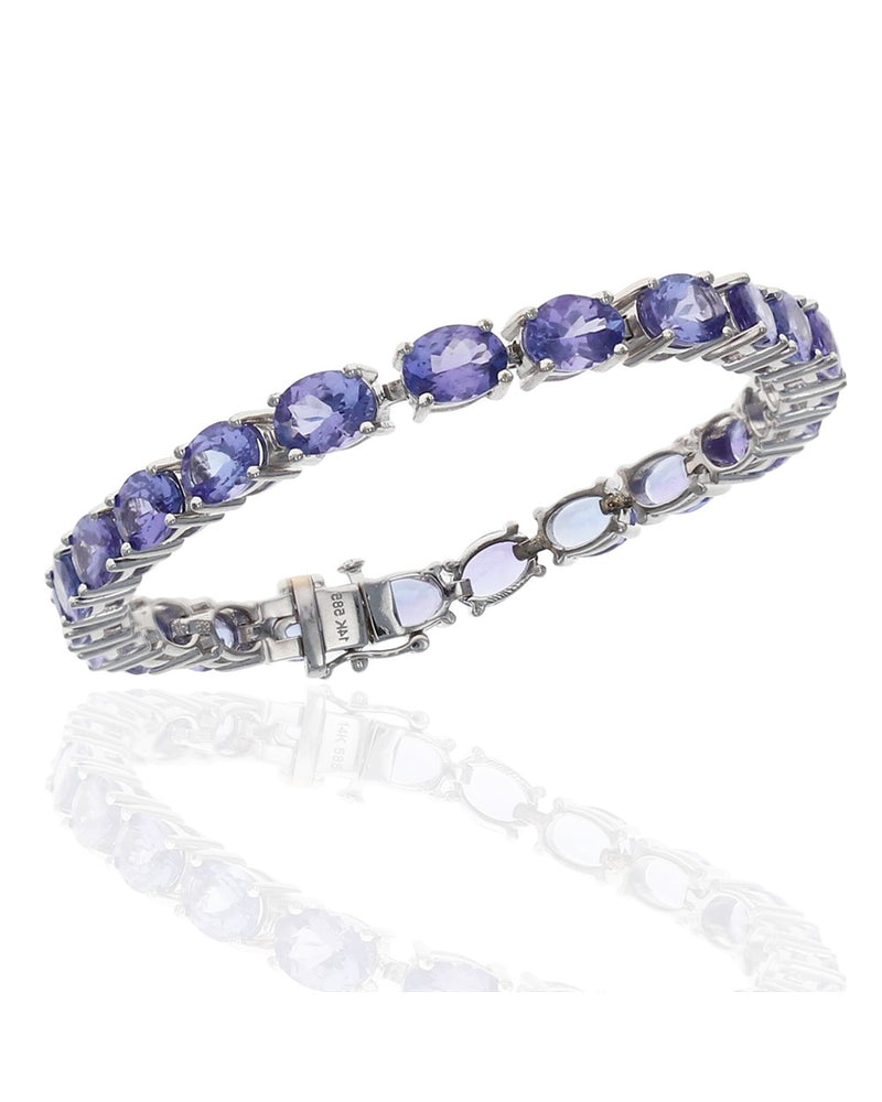 Oval Tanzanite Inline Bracelet in White Gold