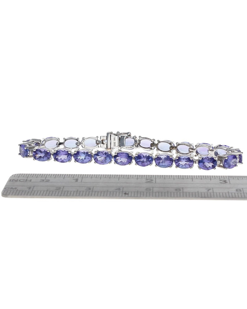 Oval Tanzanite Inline Bracelet in White Gold