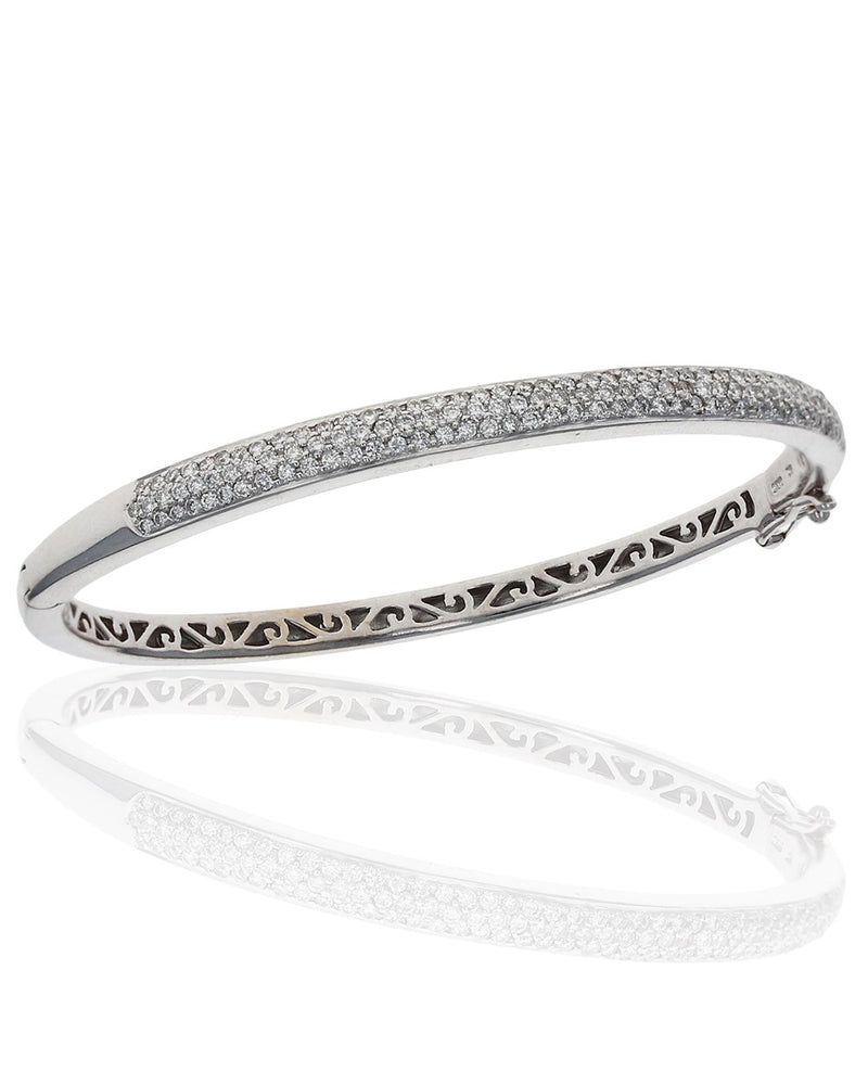 Diamond Pave Bangle Bracelet in White Gold