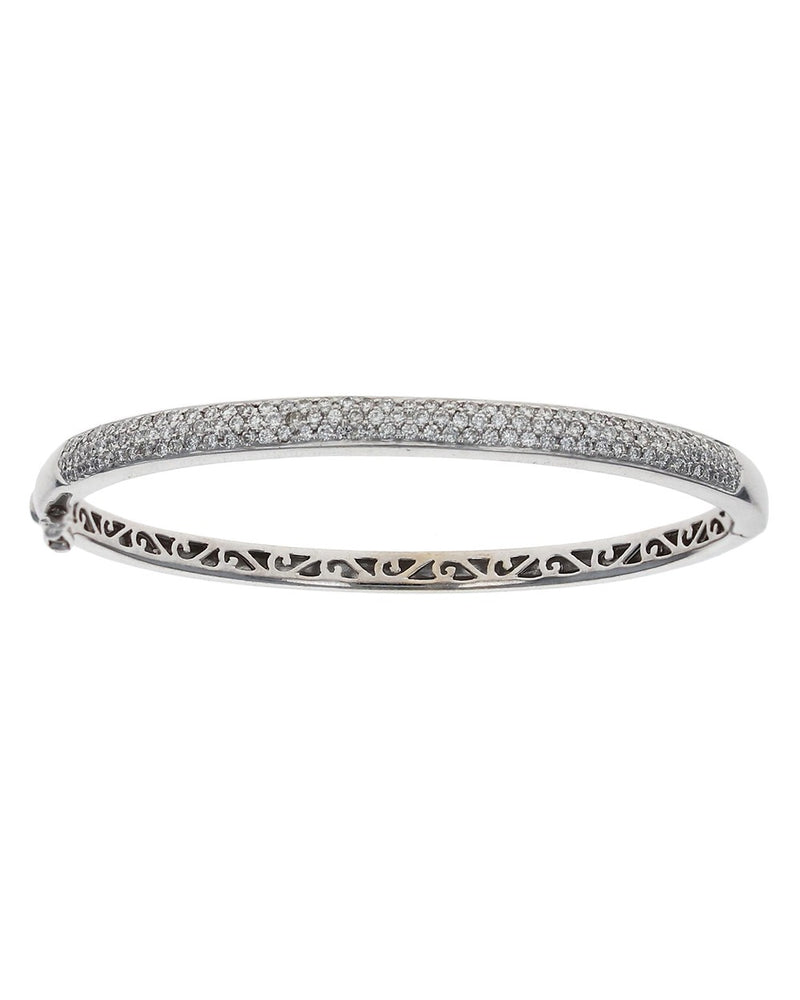 Diamond Pave Bangle Bracelet in White Gold