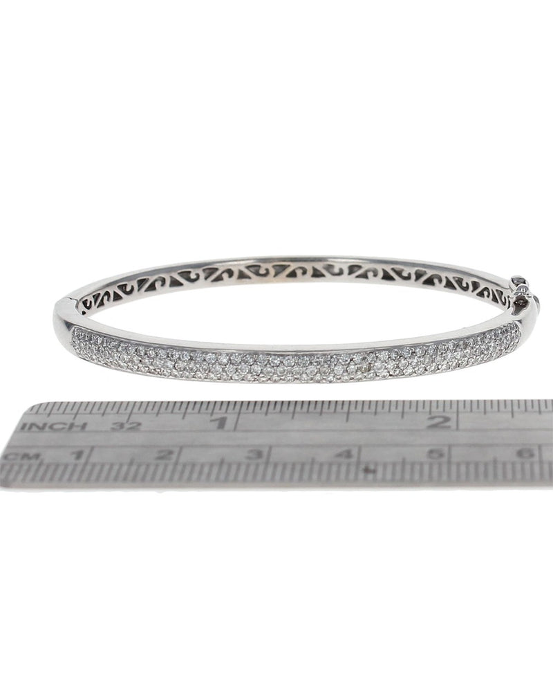 Diamond Pave Bangle Bracelet in White Gold