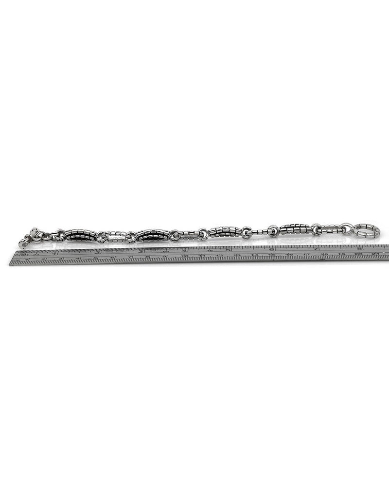 Gentlemans Sterling Silver Elongated Oval LInk Toggle Bracelet