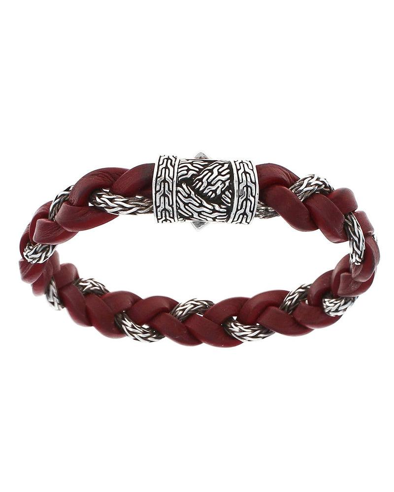 Gentlemans John Hardy Braided Leather Classic Chain Bracelet