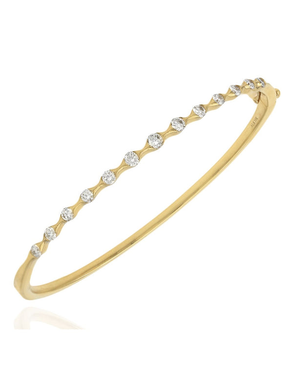 Half Bezel Set Diamond Hinged Bangle Bracelet