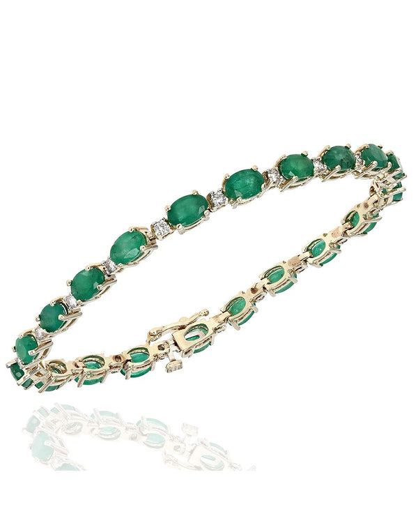 Alternating Emerald and Diamond Inline Bracelet