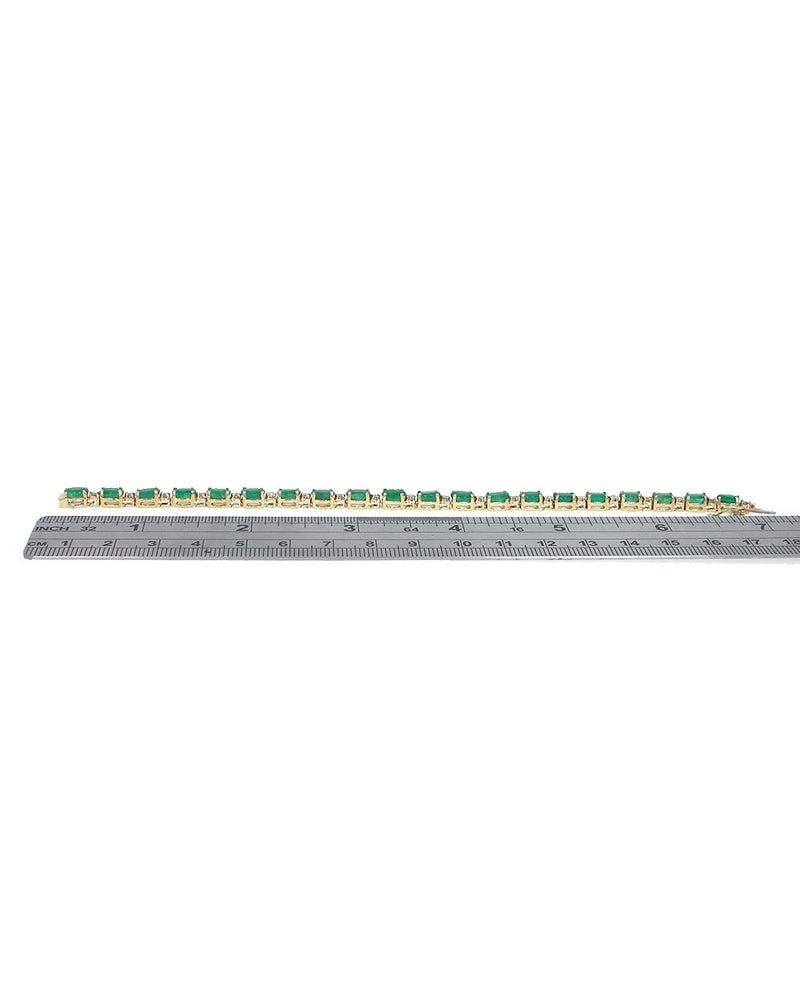 Alternating Emerald and Diamond Inline Bracelet