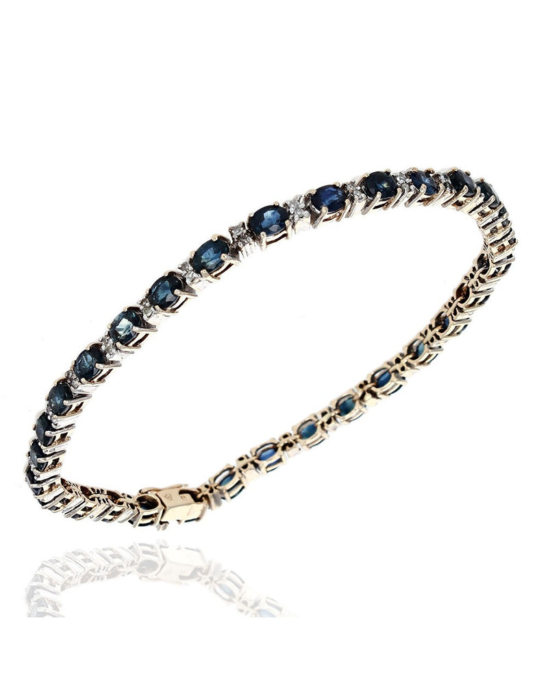 Alternating Sapphire and Diamond Inline Bracelet