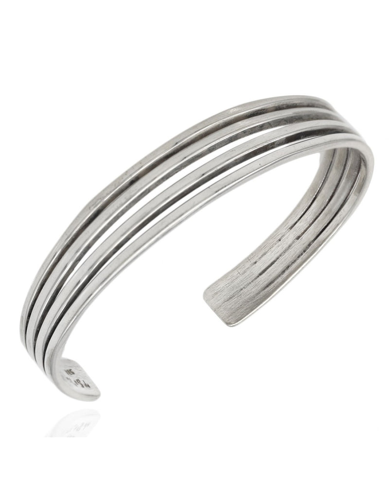 4 Row Open Cuff Bracelet in Sterling Silver