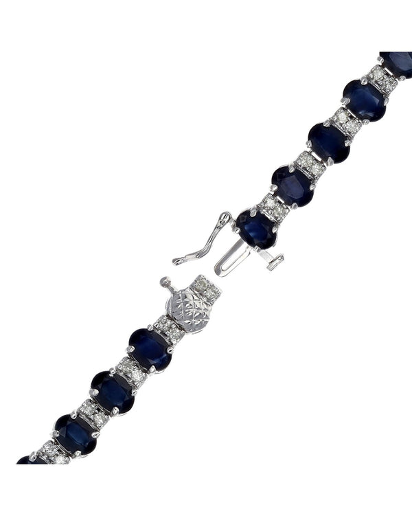 Alternating Sapphire and Diamond Bracelet in White Gold