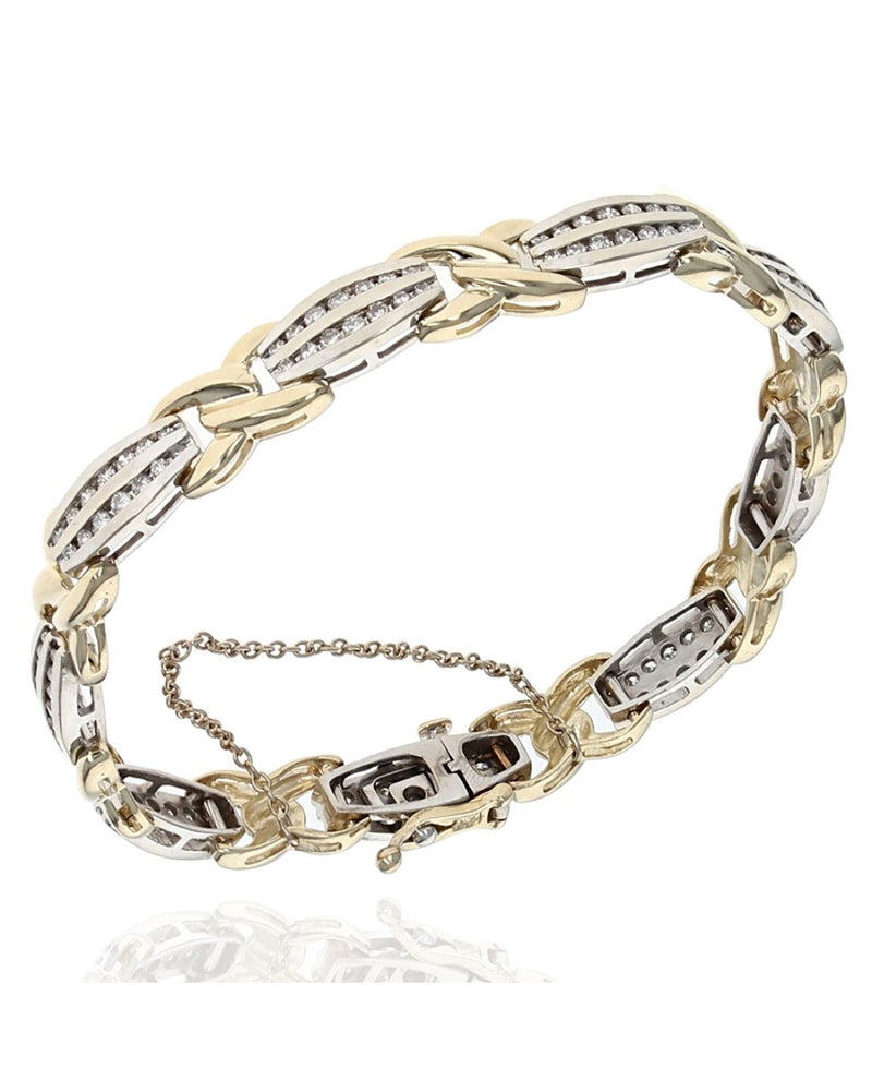 Diamond Alternating Oval and X Link Bracelet