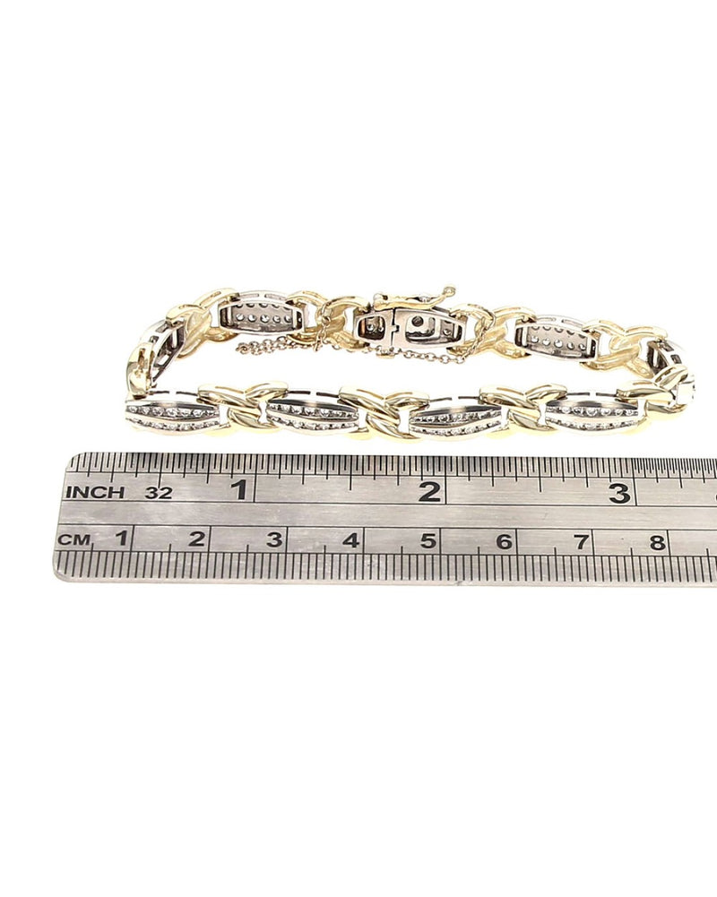 Diamond Alternating Oval and X Link Bracelet