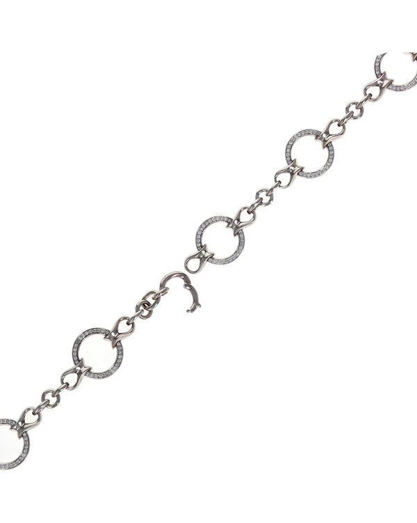 Diamond Circle Link Bracelet in White Gold