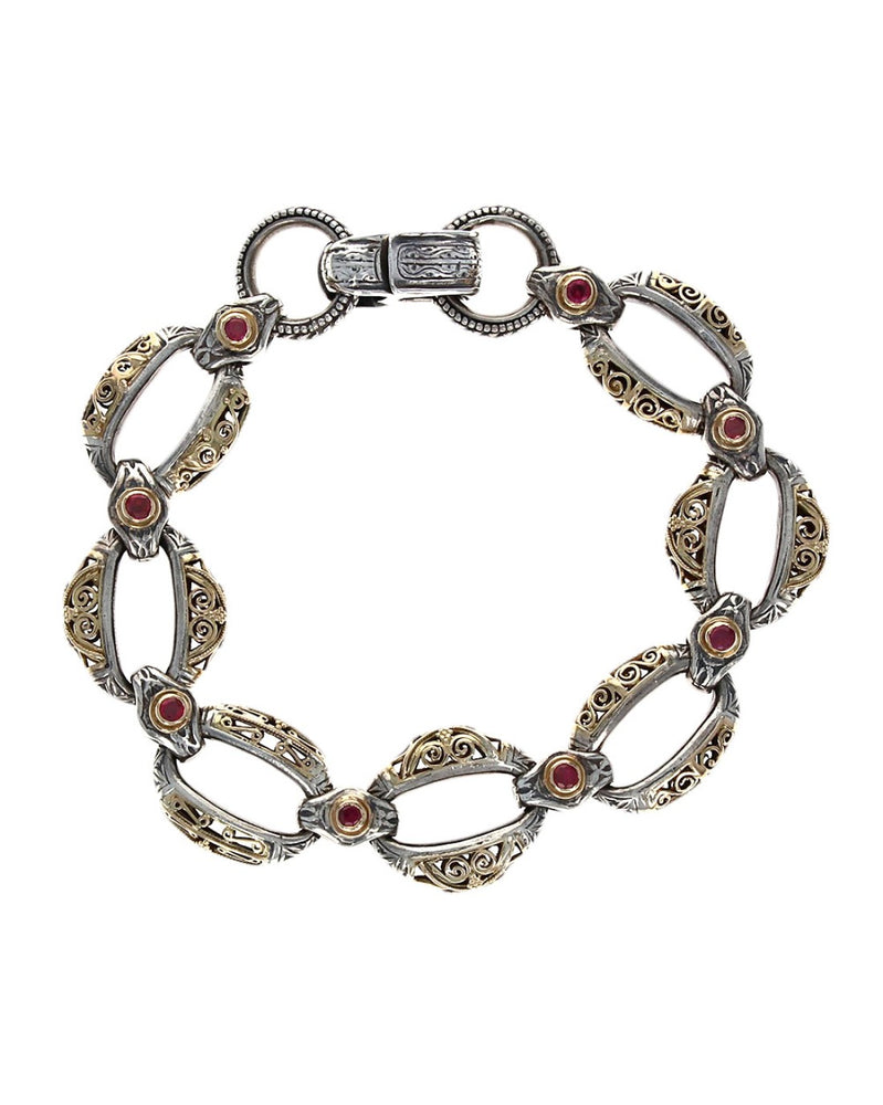 Gerochristo Ruby Filigree Oval Link Bracelet