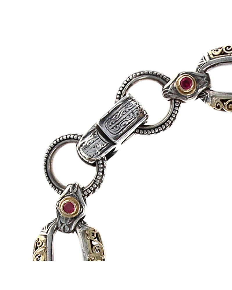 Gerochristo Ruby Filigree Oval Link Bracelet