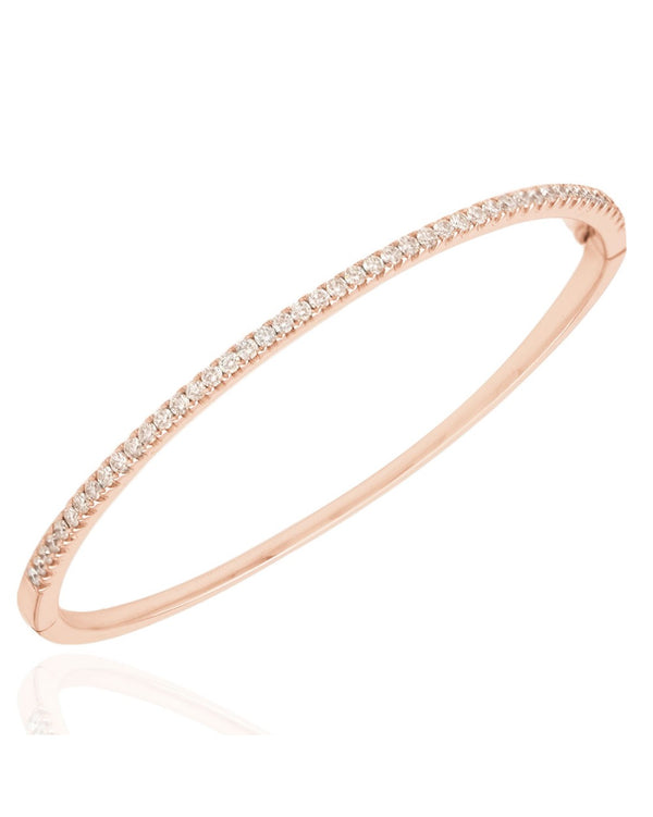 Diamond Hinged Bangle Bracelet in Rose Gold