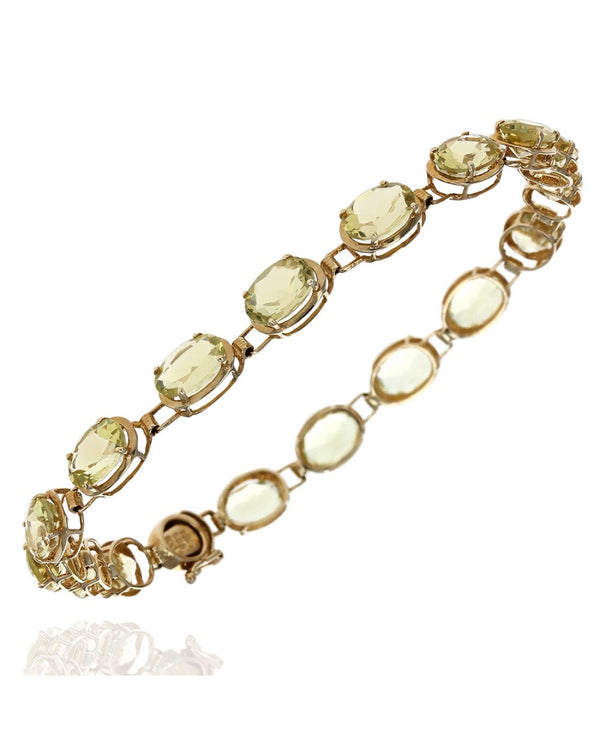 Peridot Link Bracelet in Yellow Gold