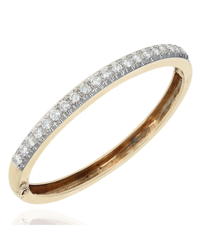 Diamond Hinged Bangle Bracelet in Gold