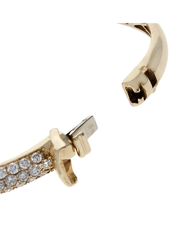 Pave Diamond Hinged Bangle Bracelet in Yellow Gold