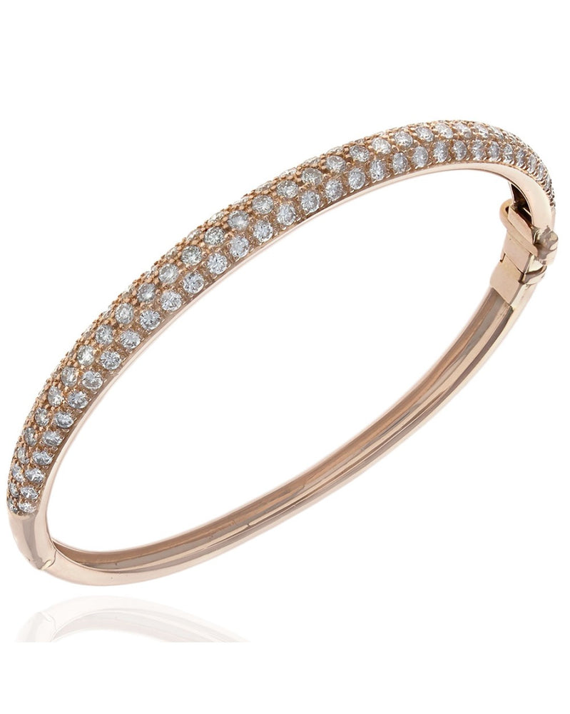 Pave Diamond Hinged Bangle Bracelet in Rose Gold