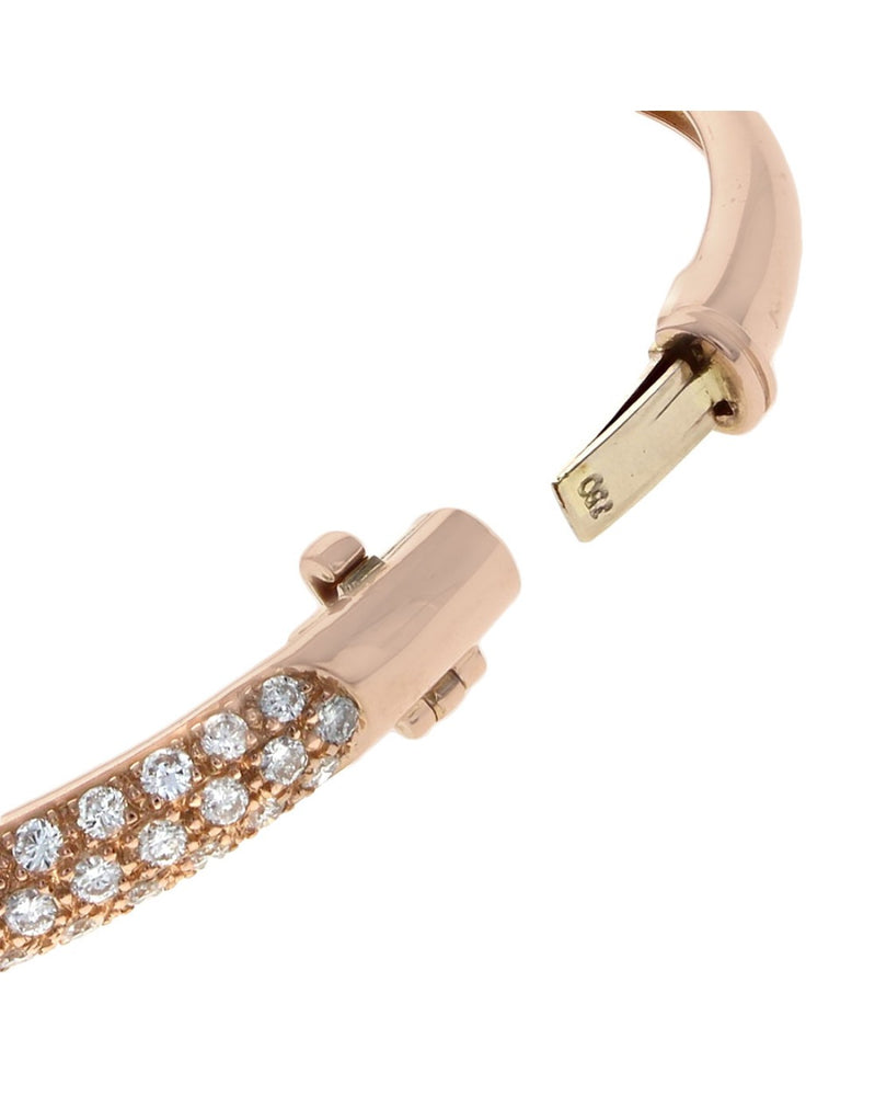 Pave Diamond Hinged Bangle Bracelet in Rose Gold