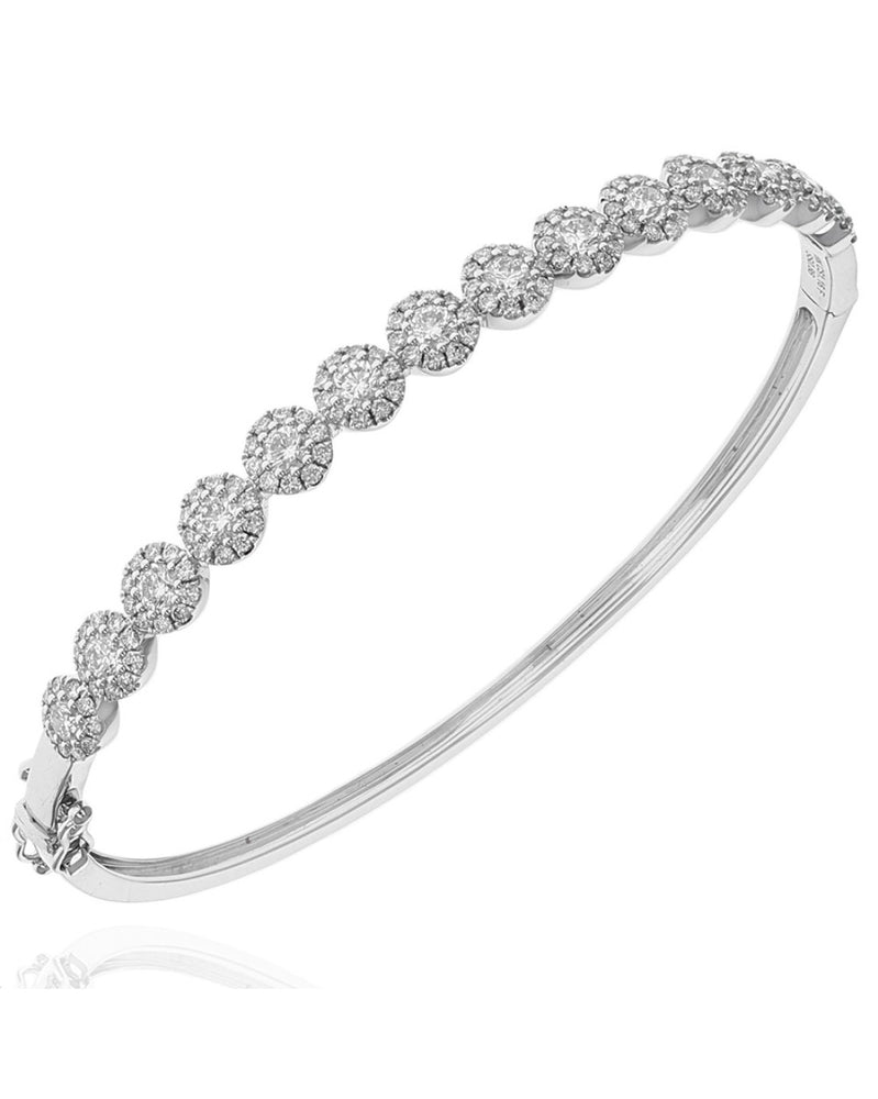 Diamond Cluster Station Bangle Bracelet in Gold