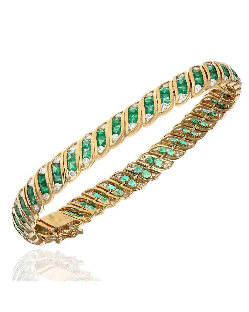 Emerald and Diamond S Link Bracelet