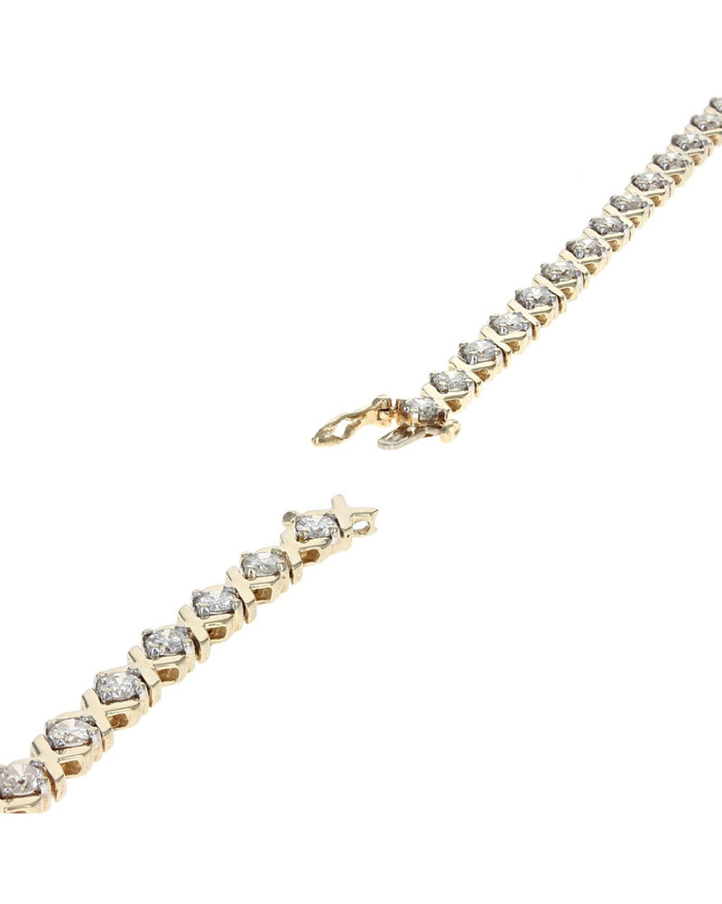 Alternating Diamond 'X' Link Bracelet in Yellow Gold