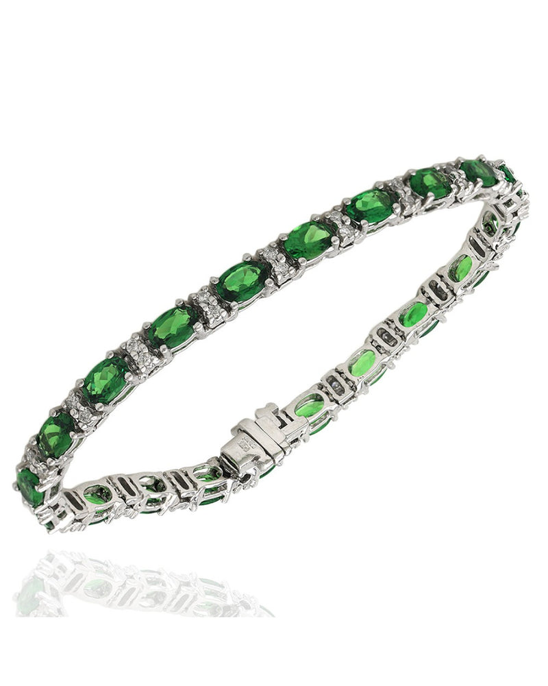 Alternating Tsavorite and Diamond Inline Bracelet