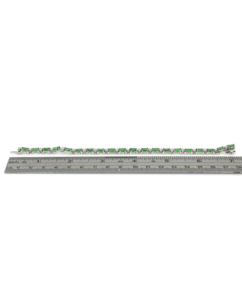 Alternating Tsavorite and Diamond Inline Bracelet