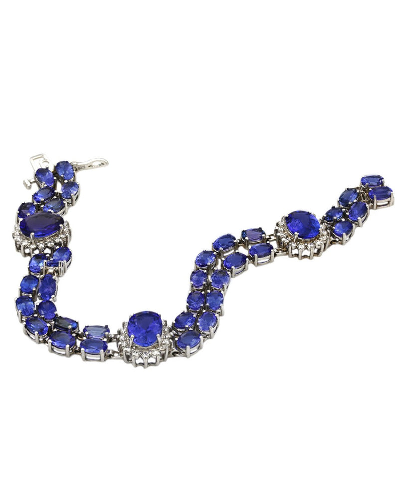 2 Row Tanzanite and Diamond Halo Bracelet