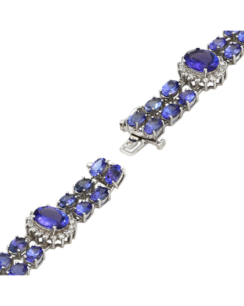 2 Row Tanzanite and Diamond Halo Bracelet