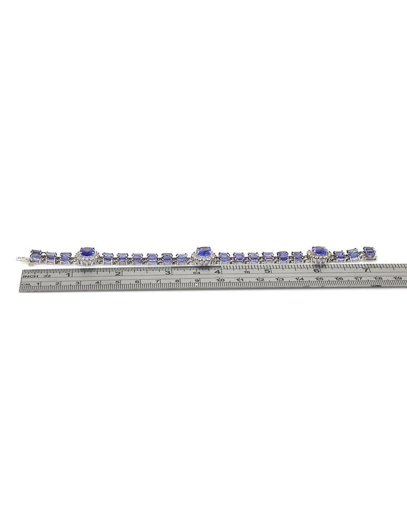 2 Row Tanzanite and Diamond Halo Bracelet