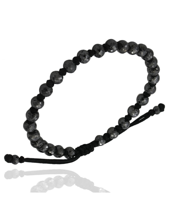 Black Diamond Bead Bracelet on Silk Cord