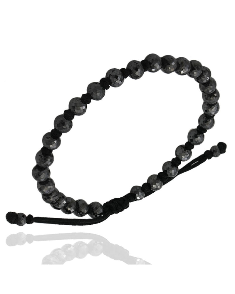 Black Diamond Bead Bracelet on Silk Cord