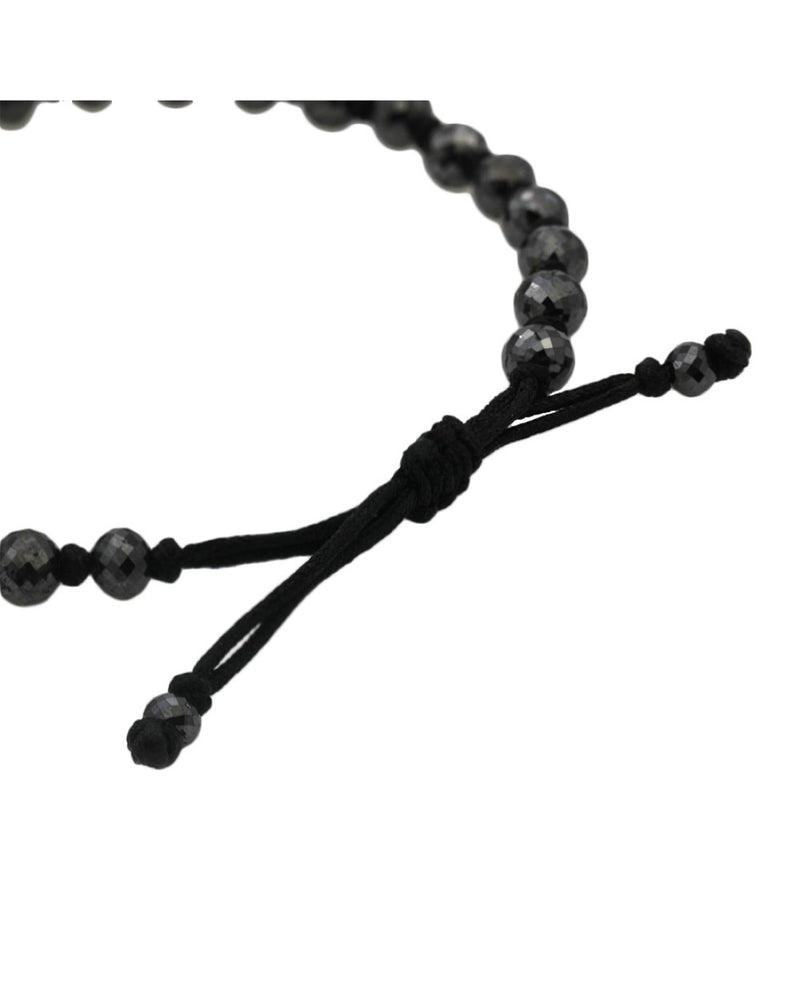 Black Diamond Bead Bracelet on Silk Cord