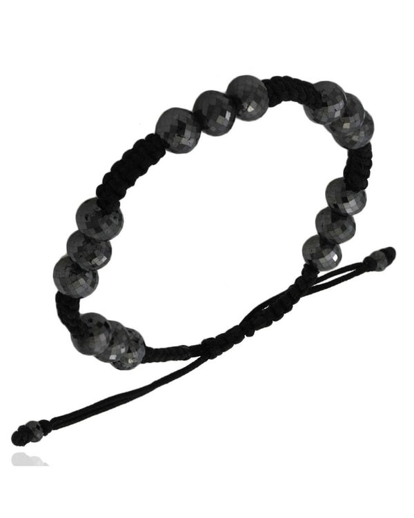 Black Diamond Bead Bracelet on Silk Cord