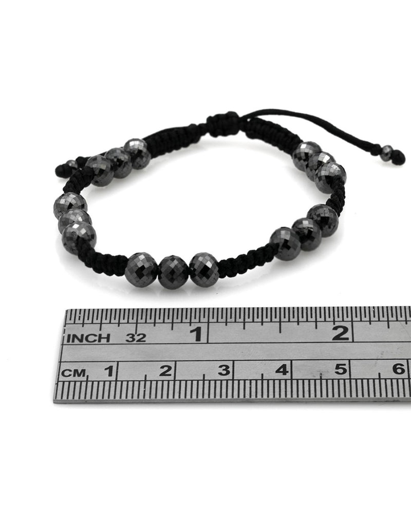 Black Diamond Bead Bracelet on Silk Cord