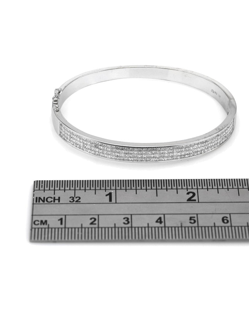 Diamond Hinged Bangle Bracelet in White Gold