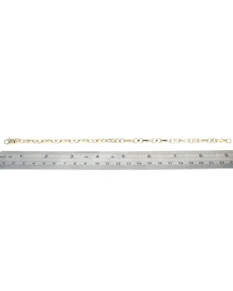 Gentlemen's Oval Square Mariner Link Bracelet in White and Yellow Gold